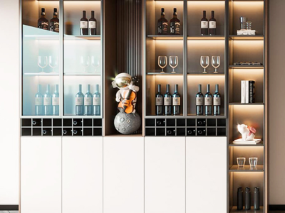 Tủ Rượu Gỗ MDF Chất Lượng Cao GMH010 Kiểu Dáng Hiện Đại