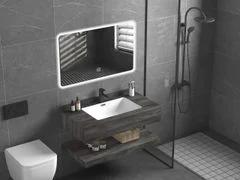Bàn đá lavabo 2 tầng màu gỗ tràn viền 80cm BR957